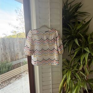 Elegant Multicolor Wave Pattern Blouse